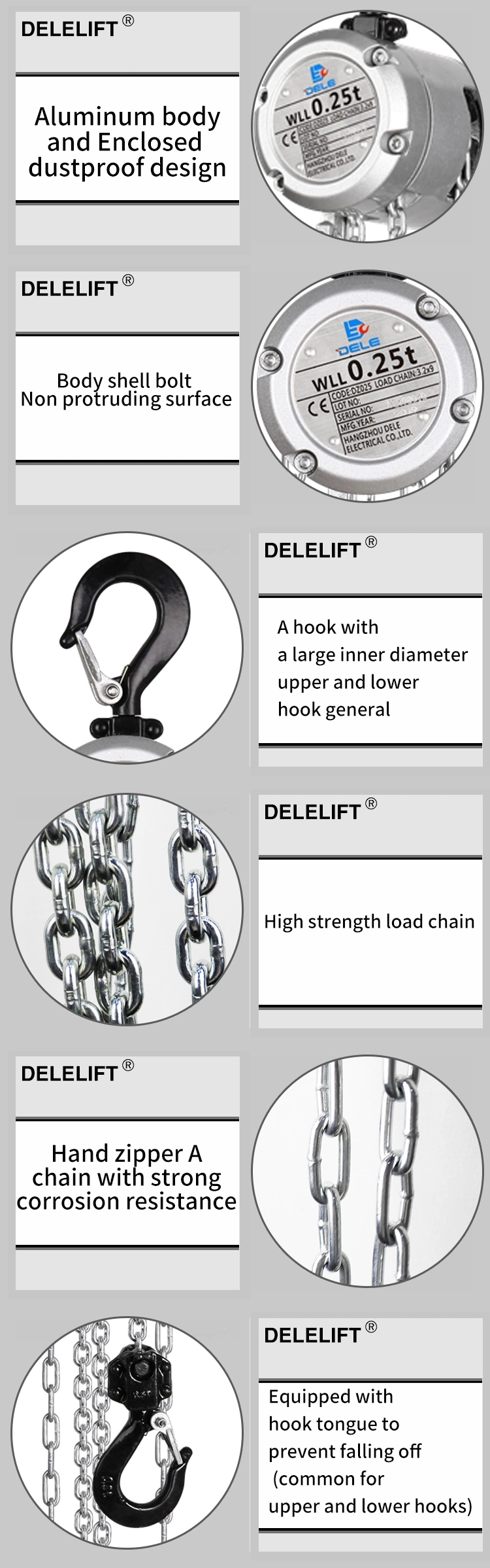 Manual Lifting Crane Hoists Chain Block Trolley